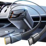 SUPERONE Smaller 4 in 1 Retractable Car Charger with Dual Type C Cords, 69W Fast Retractable USB C Car Charger, Car Accessories Car Chargers for iPhone 17 16 15 14 13 12 Galaxy Pixel