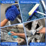 21Pcs Car Wash Kit,62" Car Wash Brush Mop with Long Handle,Car Cleaning Kit,Car Detailing Brush Set,Car Wash Bucket with Filter,Windshield Window Squeegee for Cars RV Truck Boat (Blue) - Image 6
