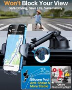 HTU 【98+LBS Strongest Suction & Military-Grade】 Ultimate Car Phone Mount【Patent & Safety Certs】 Cell Phone Holder Truck Stand for Dashboard Windshield Vent for iPhone 17 Pro Max 16 15 Samsung (Black) - Image 2