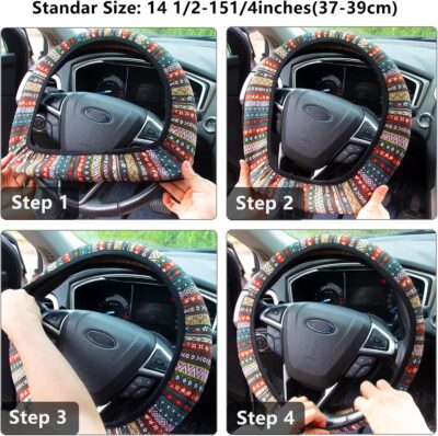 Steering Wheel Cover for Women Boho Universal Steering Wheel Covers Protector Car Accessories for Car 15 inch (Boho) - Image 6