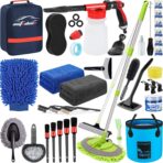 AUTODECO 42Pcs Car Wash Detailing Kit Cleaning Set with Foam Gun Sprayer, Long-Handle Brush, Collapsible Bucket, Large Wash Mitt, Towels, Complete Interior & Exterior Car Washing Supply Set (Blue)