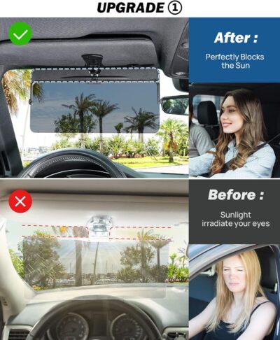 JOYTUTUS Sun Visor Extender for Car, Universal Anti-Glare Polarized Sun Visor Easy to Install, UV400 Visor Extension Protect from Glare/UV Ray/Stray Light, Safe Driving for Car - Image 2