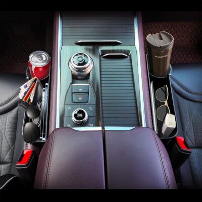 Car seat gap filler organizer, 2 Pack multifunctional car seat organizer, car console side storage box can Holders phone, sunglasses, car keys, change(Gray) - Image 5