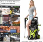 2026NEW Pressure Power Washer 4500PSI with 4 Quick Connect Nozzles, Inlet Hose & Filter, Foam Cannon for Cars/Fences/Driveways/Patios/Home Cleaning, Green - Image 4