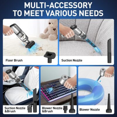 AHNR Handheld Car Vacuum Cleaner Cordless with Brushless Motor, 20000PA High Power Vacuum Cleaner & Air Duster, 3 in 1 Keyboard Portable Mini Hand Held Vacuums Cleaner for Car Home - Image 5