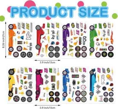 24 Sheets Car Stickers for Kids, Race Car Theme Waterproof Paper, DIY Race Car Stickers, Party Favors - Image 2