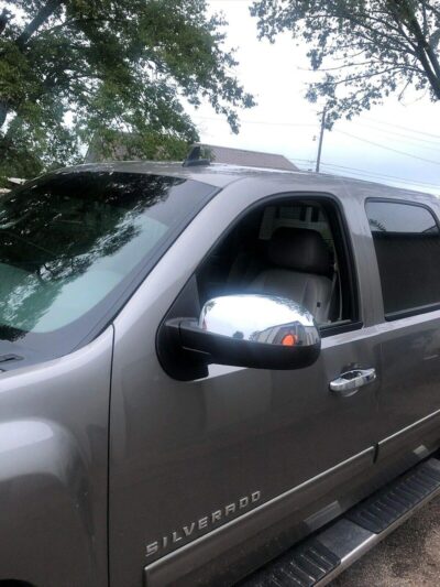 ECOTRIC Chrome Pair Half Mirror Covers Compatible with 2007-2014 Chevy Silverado GMC Sierra Tahoe Avalanche Suburban Yukon Escalade ESV View Upper Mirror Caps Replacement for 25788157 25788156 - Image 2