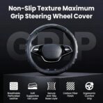 Carbon Fiber Steering Wheel Cover – 15 Inch Universal Fit for Cars & SUVs – Anti-Slip Grip, Breathable Leather Texture, Sporty Carbon Fiber Look – Premium Car Interior Accessories – Black - Image 7
