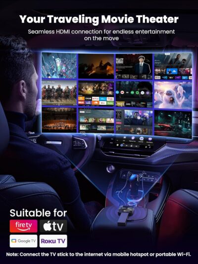 3-in-1 Wireless CarPlay Adapter 2026, Android Auto & Car Play Converter with HDMI Input for Fire TV Stick, Screen Mirroring & Streaming for Netflix/YouTube, Metal&Glass Case, Fit for 2016+ Cars -Black - Image 5