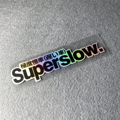 Car Styling Sticker for Japanese Superslow Snail Creative Words Auto Oil Tank Window Body Vinyl Computer Case Motocross Decals (M 10x2.5cm Laser 2PCS) - Image 2