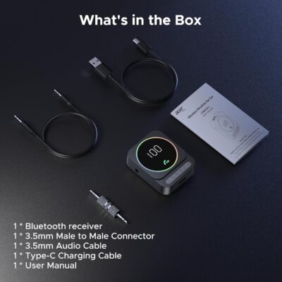 Acer Gadget Bluetooth Receiver for Car/Home/Wired Headphones, 3.5mm AUX, Drive & Listen Wirelessly, 16H Battery, Noise Cancellation, Auto Connect & Dual Pairing - Black - Image 7
