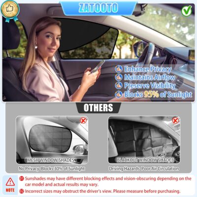 ZATOOTO Car Window Shades Front Window Sun Shade Half Blackout & Half See-Through Car Window Cover for Driver Side Privacy and Visible in One Magnetic Universal for Most Cars for Camp, Travel, Nap - Image 3
