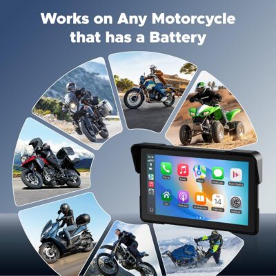 VOLAM 7" Wireless Motorcycle CarPlay Screen, IP67 Waterproof Touchscreen,GPS Navigation System,Anti-Glare for Daylight, Voice Control, Dual Bluetooth, Suitable for Harley, Kawasaki, Yamaha, etc. - Image 8