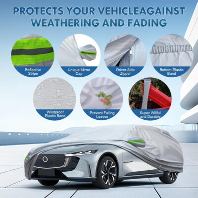 KEYOOG 6-layer Full Car Cover Is All-weather Waterproof, Universal In All Seasons, Snow Prevention, Rainproof, Acid Rainproof, Sunscreen, Ultraviolet-proof, Universally Applicable To Sedan (188"-198") - Image 4