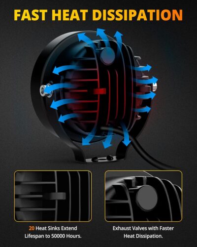 NAOEVO 4 Inch Round LED Pod Lights, 60W 6000LM LED Spot Off Road/Driving/Fog Lights for Truck Car ATV UTV Boat Motorcycle, 2-Pack (White) - Image 4