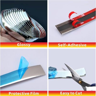 16Ft Chrome Silver Automotive Car Exterior and Interior Molding Trim Universal Bumper Window Door Body Side Decorative Strip Scratch-Proof (1/4 inch (6mm)) - Image 4