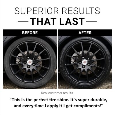 CAR GUYS Tire Shine Spray | The Perfect Shine | Durable and User Friendly Tire Dressing | Long Lasting UV Protection for Black Tires, Wheels, & Rubber | 18 Oz Kit with Applicator Pad - Image 2