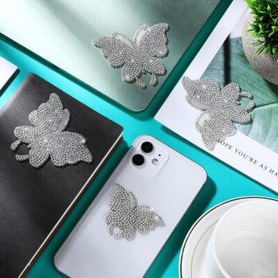 Frienda 8 Pcs Bling Butterfly Car Decals Women Crystal Rhinestone Shiny Butterfly Stickers Accessories for Car Body Bumper Window Laptop Automotive Interior Exterior Sticker Decor(Silver) - Image 3