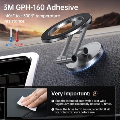 SYNCWIRE Fits MagSafe Car Mount, [All-Metal] Magnetic Phone Holder for Car, [Flexible Three-axis] 360° Rotation Magnetic Car Mount Strong Magnets Car Phone Holder for iPhone 17 16 15 14 Pro Max - Image 4