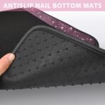 CAR PASS Bling Diamond Car Floor Mat Shining Rhinestones Carpet, Sparkly Glitter Crystal Anti-Slip PVC Heel Pad Automotive Universal Fit for SUV Sedan Car Van, 4pcs for Girl Cute Women, Black Pink - Image 8