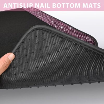 CAR PASS Bling Diamond Car Floor Mat Shining Rhinestones Carpet, Sparkly Glitter Crystal Anti-Slip PVC Heel Pad Automotive Universal Fit for SUV Sedan Car Van, 4pcs for Girl Cute Women, Black Pink - Image 8