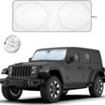 EcoNour Jeep Windshield Sunshade | Sun Visor for UV Rays & Heat Protection | Suitable for Wrangler, Gladiator | Jeep Accessories for Wrangler | X-Small - 60x21 Inches
