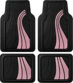 Road Comforts Car Floor Mats Full Set – Front & Rear Car Floor Mats with Aluminum Design, Anti-Slip Backing, All-Weather Protection, Trim-to-Fit Car Mats for Most Sedans, SUVs & Vans - Pink