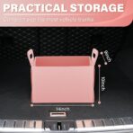 SINGARO Car Trunk Organizer, Foldable Trunk Organizer for SUV, Lightweight Foldable Storage for Sundries, Car Accessories for Women and Men, Travel Essentials, Felt, 2 Pack Pink - Image 2