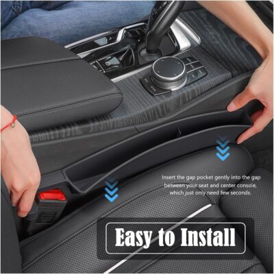 Car Seat Gap Filler Organizer, Auto Side Seat Gap Storage Box for Your Cars, Trucks 2 Pack, Universal Car Accessories Gap Filler Organizer to Fill the Gap Space Between the Console and Seats, Black - Image 4
