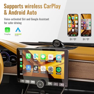 10.1" Single Din Android Car Stereo with 360° Rotatable Touch Screen - Android 13, Wireless CarPlay & Android Auto, 2G+64G, Built-in GPS/Wi-Fi/Bluetooth, Includes Backup Camera. - Image 2