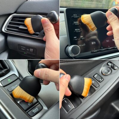 Car Detailing Brush, Soft Bristle Cleaning Brush, Scratch-Free Auto Duster Tool for Dashboard, Air Vents, Leather & Interior Cleaning (Black&Brown) - Image 4