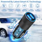 【MFi Certified】iPhone Car Charger Fast Charging, Rombica 4.8A Dual USB Smart Power Cigarette Lighter USB Car Charger with 2Pack Lightning Braided Cable for iPhone 14 13 12 11 Pro XS Mini XR X SE iPad - Image 5