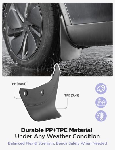 Tparts Mud Flaps Splash Guards for Tesla Model Y Juniper 2025-2026 (Premium/Performance), All-Weather Mud Guard Kits, Exterior Accessories Sediment Protection No Drilling Required Black (Set of 4) - Image 5