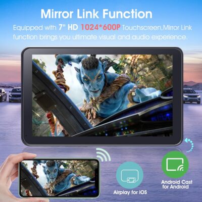 Portable Wireless Carplay Car Stereo, 7" HD Touchscreen for Car with Apple CarPlay & Android Auto with Backup Camera/Mirror Link/Voice Control/Bluetooth/GPS/AUX/FM Satellite Radio for All Vehicles - Image 4