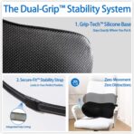 Lumbar Support Pillow for Car with Dual-Grip™ Stability System - Advanced Adaptive Memory Foam Back Pillow for Lower Back Pain Relief, Ergonomic Driving Seat & Office Chair Cushion, Black - Image 3