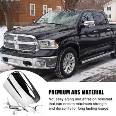 Chrome Side Mirror Covers Caps Compatible with 2009-2018 Dodge Ram 1500 and 2019-2024 RAM 1500 Classic Without Turn Signal Cut-Outs (Chrome-without Cut-Outs) - Image 6