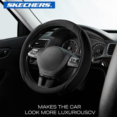 Skechers Steering Wheel Cover, Memory Foam Car Steering Wheel Cover,14.5-15inch Anti-Slip Safety Comfortable Desgin, Universal Accessory for Diverse Cars, Truck,SUV (Black & Black) - Image 3