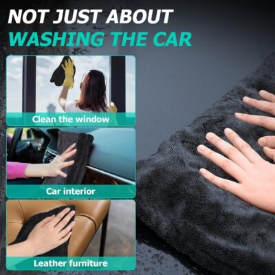 Microfiber Towels For Cars 2-Pack Car Drying Towel 1300 Gsm Ultra-Large Soft Microfiber 35" x 27.5" & 19.7" x 11.8" Towels Are Great For Car And Home Cleanups No Streaks, Scratches Or Water Spots - Image 7