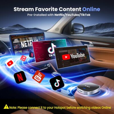 2-in-1 Wireless Apple CarPlay&Android Auto Adapter 2026, Magic AI Box Streaming Dongle Support Netflix/YouTube, Plug&Play, Car Play Wireless Adapter, Only Fit for Cars with Wired CarPlay/Android Auto - Image 3