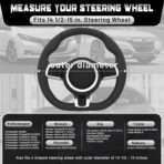 SEG Direct Flat Bottom Steering Wheel Cover Carbon Fiber, D Shaped Car Wheel Cover 14 1/2-15 in. (37-39 cm), Black Microfiber Leather with Carbon Fiber Pattern - Image 4