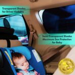 Car Window Shades - Certified 99.79% UVA & 99.95% UVB sun protection. Award winning car sun shade for side windows. 4 Pack (2 Transparency options) 20" x 12" -Window Shade for car baby by Kinder Fluff - Image 2