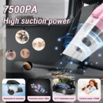 Pink Car Cleaning Kit, 25Pcs Detailing Kit Interior with 4-in-1 Power Handheld Vacuum Cleaner, Detailing Brush Set, 2-in-1 Windshield Cleaner Tool, Car Accessories for Cleaning, Gift for Women - Image 3