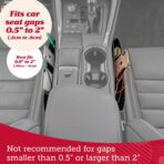 Lusso Gear Car Seat Gap Organizer - Pack of 2 - Prevents Items Falling & Seat Gap Filler - Universal Fit 0.5"-2" Slots & Automotive Use - Easy Clean Design for Auto Accessories - Gray Faux Leather - Image 4