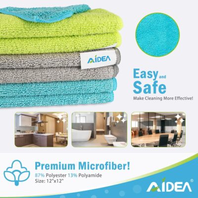 AIDEA Microfiber Cleaning Cloth-50PK, Soft Microfiber Towels for Cars, Absorbent Cleaning Rags, Lint-Free Streak-Free Wash Cloths for House, Kitchen, Window(12in.x12in) - Image 2