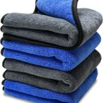 4PCS Microfiber Towels for Car, 12" x 16" 600GSM Cleaning Rags Ultra Absorbent Dusting Cloth, Scratch-Free Drying & Detailing Towel Wash Cloths for Car Interior & Exterior