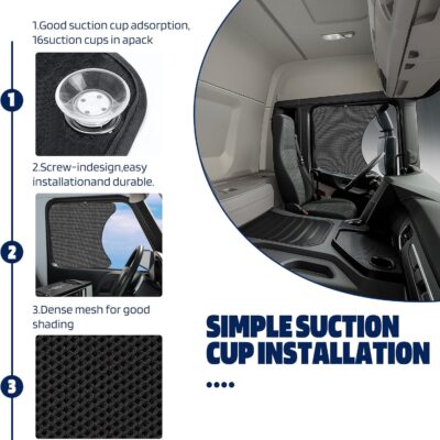 2Pcs Semi Truck Side Window Sun Shades with Suction Cups, UV Protection Semi Truck Curtains for Freightliner Cascadia Interior Accessories 23.6x21.6 Inch - Image 5