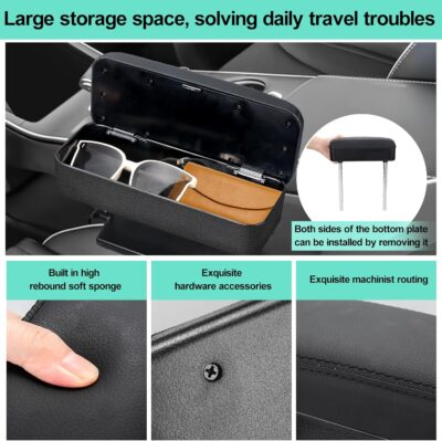 Car Armrest Storage Box Universal Armrest Extender Console Storage Case Center Armrest Adjustable Arm Relaxation Support Pad,Black - Image 6