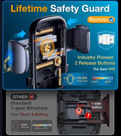 Romuto Phone Holders for Your Car Phone Holder Mount【Super Suction】Cell Phone Mount for Car Accessories for Women Men Windshield/Vent/Dash Truck Stand Desk Mount Clamp Holder for iPhone Samsung Camera - Image 7