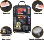 Car Backseat Organizer with 10" Table Holder, 9 Storage Pockets Seat Back Protectors Kick Mats for Kids Toddlers, Travel Accessories, 2 Pack - Image 2