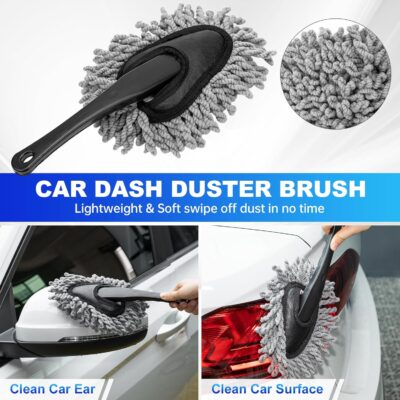 THINKWORK Windshield Cleaner Tool, Car Interior Cleaning Kit, Car Detailing Kit Interior Cleaner with10Pcs Detailing Brush Set, Gray Auto Detailing Supplies & Accessories - Image 6